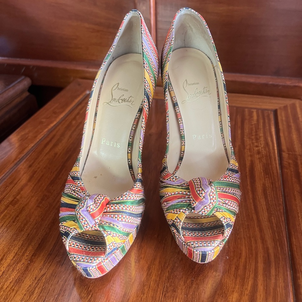 Christian Louboutin Multicolor Peep Toe Heels
